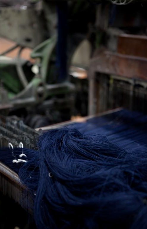 Indigo yarn ready for denim weaving