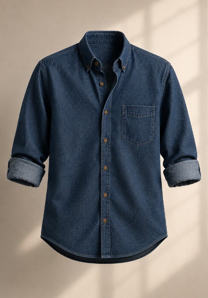 Indigo denim cotton shirt