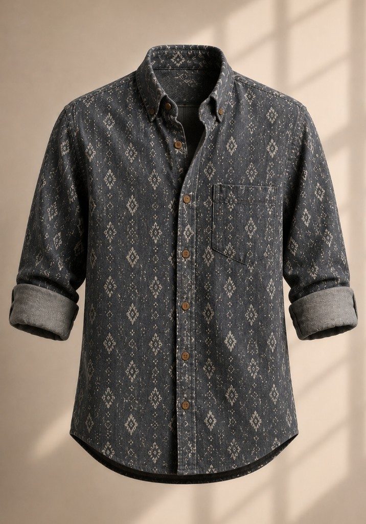 Charcoal geometric print shirt