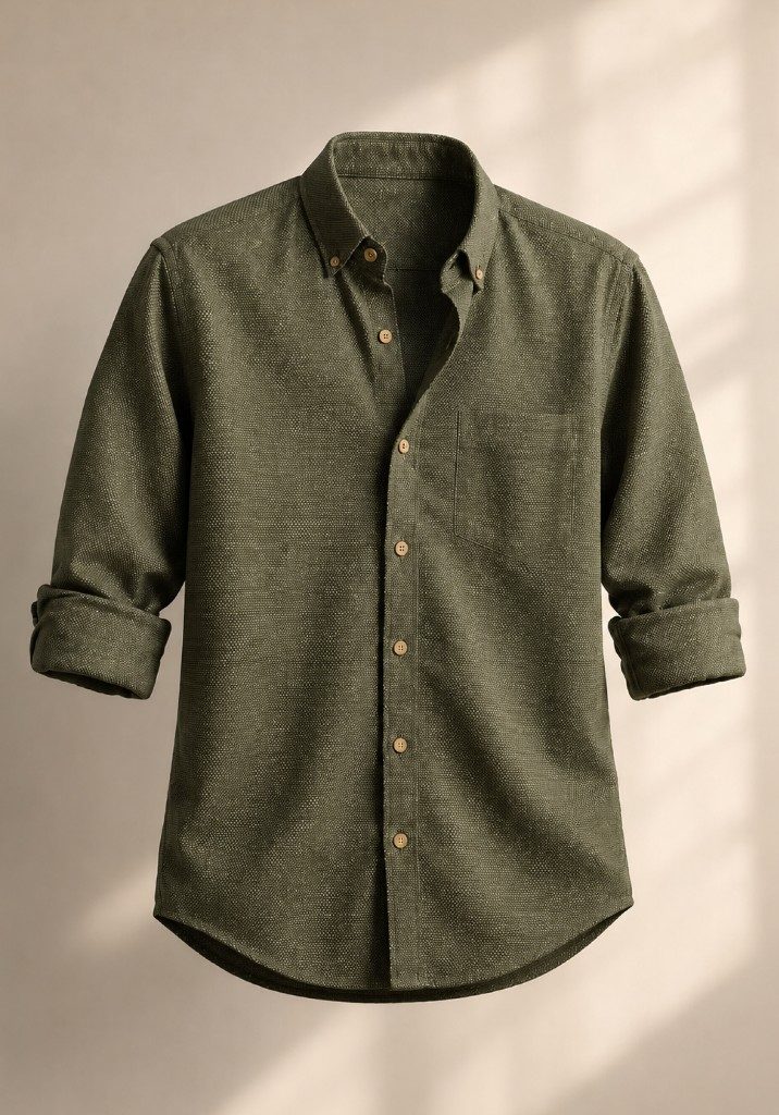 Olive speckled cotton shirt